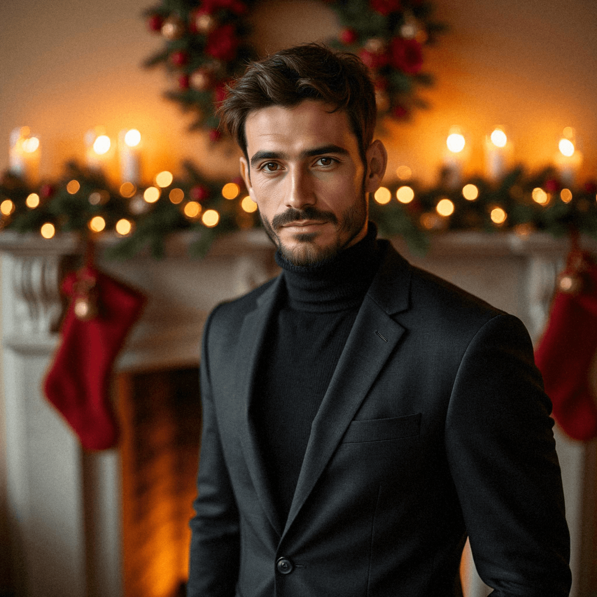 Holiday Elegance by Fireplace