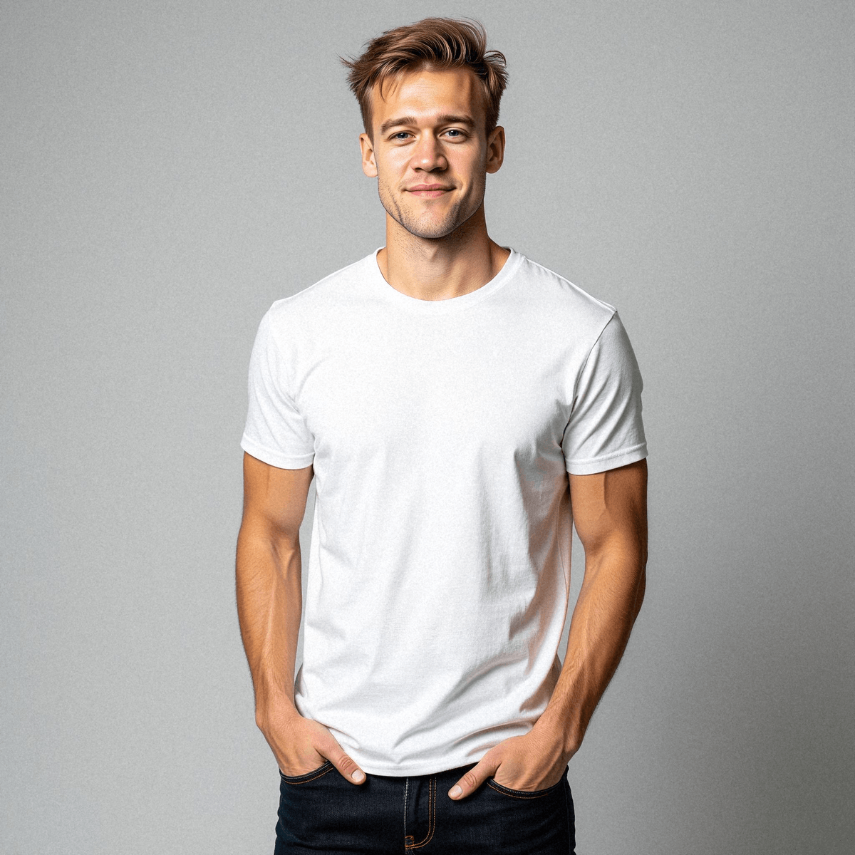 Clean-Cut Studio Headshot in White Tee